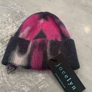 Jocelyn Vibrant Pink and Gray Beanie BNWT